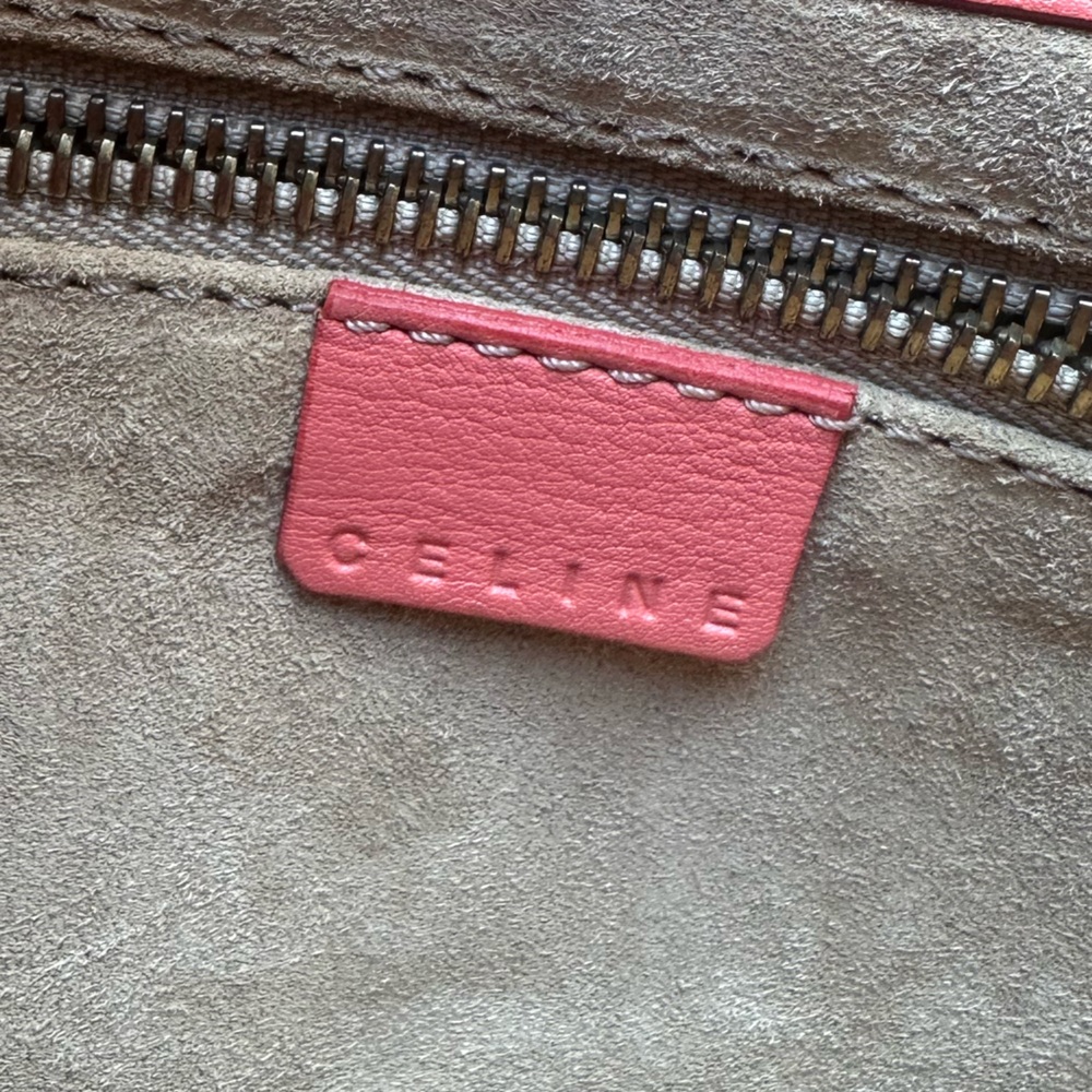 AUTHENTIC Celine Pink Y2K Suede Belt Shoulder Bag - Picture 7 of 10